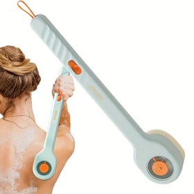Resim Sıvı Banyosu Fırçası, Banyo Fırçası, Basınçlı Banyo Fırçası, Unisex Uzun Saplı Banyo Fırçası, Yumuşak Kıllı Sırt Ovma Fırçası, Yardım İstemeye Gerek Yok, Banyo Eşyası 