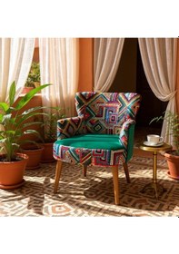 Resim Azra Mobilya Modern Tasarım Dijital Baskılı Babyface Kumaş Berjer Renkli Desen Tekli Koltuk - Yeşil Yeşil 