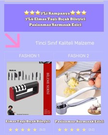 Resim 2'li Set Sarımsak Ezici Ve Bıçak Bileyici 