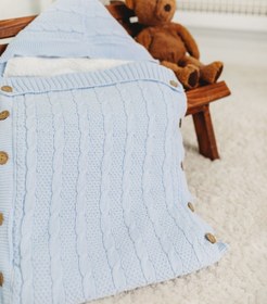 Resim tinykiddesign Bebek Kundağı Mavi Örgülü Içi Peluş Örgülü Yenidoğan Kundak Istediğiniz Ismi Nakışla Yazıyoruz 