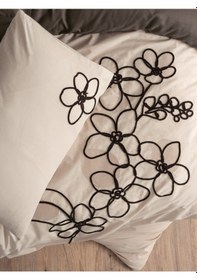 Resim Cotton Box Nakışlı Ranforce Çift Kişilik Nevresim Takımı Panos Kahve Kahverengi 