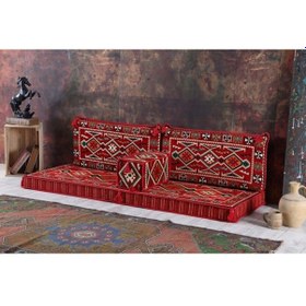 Resim Bakırözü Home 1.kalite Şark Köşesi Takımı Anadolu Kırmızı Modeli Sünger Dahil 4 Parça 