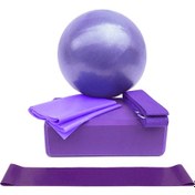 Resim Xiyyadms Mor Renkli 5 Parça Yoga Seti - Pvc Topu, Köpük Blok, Lastik Askı, Dayanıklı Bant Ve Gerginlik Çemberi İle Evde Güvenli Egzersiz 