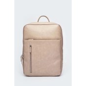 Resim Deridense Organizer Laptop Premium Vegan Deri Sırt Laptop Çantası Unisex Bej 