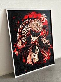 Resim shop Tasarım Anime Duvar Sanatı | Kırmızı-Siyah Estetik Baskılı Tablo / Dekoratif Çerçeveli Poster 