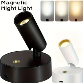 Resim 2 adet Modern LED Duvar Lambası, USB Güçlü, 360° Dönebilen Dokunmatik Kontrol, 3 Renkli Ayarlanabilir, Şarj Edilebilir Pil ile, Yarı Gömme Montaj, İç/Dış Mekan/Öğrenme Odası/Yemek Odası/Yatak Odası/Manyetik veya Bağımsız Kurulum, Plastik Malzeme, İç Aydınlatma | Şık Siyah Bitiş | USB Güçlü Lamba 