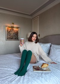 Resim LAGRANZE Cozy Line Premium Kadın Diz Üstü Jakarlı Çorap 