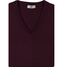 Resim Koyu Bordo Büyük Beden V Yaka Triko Kazak - Koyu Bordo / 4X 
