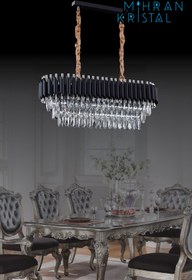 Resim Almira MİHRAN KRİSTAL ALMİRA YEMEK MASASI SİYAH KROM KRİSTAL TAŞLI 