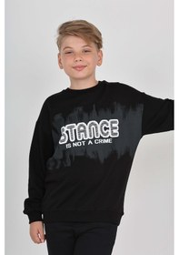 Resim Toontoy Kids Toontoy Erkek Çocuk Stance Baskılı Sweatshirt Siyah 