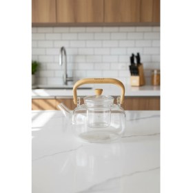Resim PremiumPort Şeffaf Cam Demlik 1000ML, Çay ve Bitki Demleme Için Ideal 