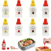 Resim 4/8/12 Adet Mini Taşınabilir Sos Şişeleri - Salata Sosu, Ketçap, Bal, Soya Sosu için Renk Kodlu Etiketli Kapaklar ile BPA'sız Plastik Sıkma Kapları - Ofis Öğle Yemeği, Piknik, Mutfak Gereçleri, Yemek Kutusu Aksesuarları | Canlı Kapaklar | Sadece Elde Yıkanır 