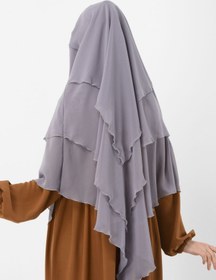 Resim Rana Hazır Bağlama Üç Katlı Şifon Hac Umre Şalı Sufle Khimar Hijab Siyah 