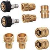 Resim Youtek Yüksek Basınçlı Yıkama Makinesi İçin Bakır Hızlı Bağlantı, 3/4-3/8 Inç Uyumlu, 8 Parça Set + Eşleştirici Bağlantı 