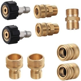 Resim Youtek Yüksek Basınçlı Yıkama Makinesi İçin Bakır Hızlı Bağlantı, 3/4-3/8 Inç Uyumlu, 8 Parça Set + Eşleştirici Bağlantı 
