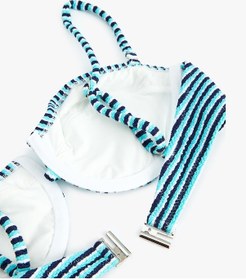 Resim Koton Çıkarılabilir Askılı Dokulu Çizgili Balenli Bikini Üstü Turkuaz 4sak10181mm Turkuaz 