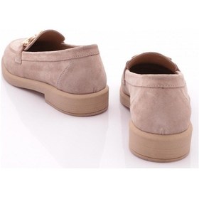 Resim Dgn 706 Kadin Aksesuarli Loafer Ayakkabi Bej Süet 