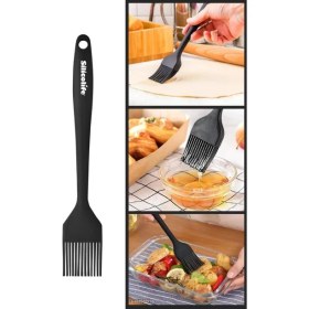 Resim Silicolife Yumurta Fırçası, Isıya Dayanıklı Yanmaz Yapışmaz Tek Parça Silikon Fırça 21CM Siyah 