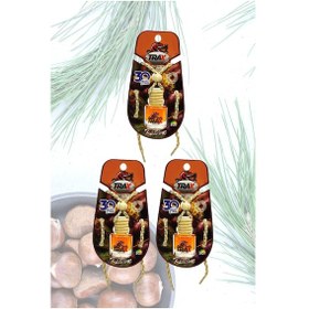 Resim Kestane - 3'lü Aynaya Asmalı İpli Aromalı Dekoratif Araç Parfümü 