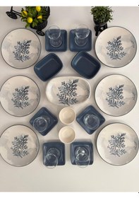 Resim Takım Kahvaltı 23 Parça 6 Kişilik Blue Magıc Mat Mavi 