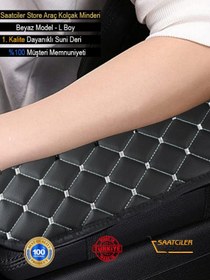 Resim Mercedes B Deri Oto Kolçak Kılıfı Örtüsü Capitone Süngerli Beyaz Nakışlı 