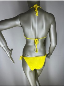 Resim İvita Renkli Boncuk Detaylı Çok Tarz El Yapımı Tığ Örgüsü Bikini Sarı 
