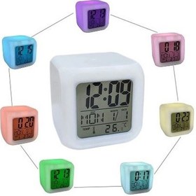 Resim 7 Renk Değiştiren Alarmlı Termometre Masa Gece Lambası Dijital Ba 