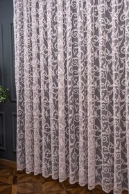 Resim Ev Depo Home Taç Şal Desen Normal (Orta) Pile Tül Perde Tek Kanat SALDSNPDRNRML, Pudra, 150 x 240 