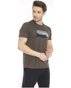 Resim Erkek Spor Haki Bisiklet Yaka Slim Fit T-Shirt-3355 Haki 