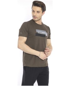 Resim Erkek Spor Haki Bisiklet Yaka Slim Fit T-Shirt-3355 Haki 