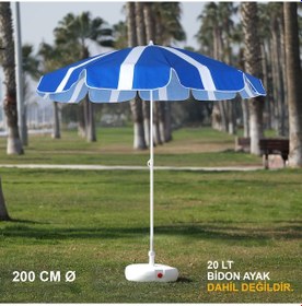 Resim Mavi Beyaz Plaj Şemsiyesi 200 Cm Ø 