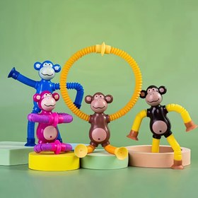 Resim 4 adet Esnek Maymun Emme Kupası Oyuncakları - Renkli Eğlenceli Tasarım, İyi Hediyeler, Pinatas, Sınıf Ödülleri ve Parti Hediyeleri için İdeal, Eğlenceli Doğum Günü ve Tatil Hediyeleri, Sınıf Ödülleri | Eğlenceli Tasarım | Dayanıklı Plastik 