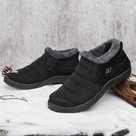 Resim Unisex Kayma Önleyici Kışlık Kar Botları - Çizgili Günlük Dış Mekan Yürüyüş Ayakkabısı, Erkek ve Kadınlar için Sıcak Kumaş Üst & Tutuş PU Tabanlı, Sonbahar/Kış Kullanımı, Soğuk Hava Koşulları İçin Rahat Astarlı Şık Tasarım 
