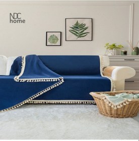 Resim Dnc Home Tekstil Ndchome Premium Keten Lacivert Ponponlu Koltuk Örtüsü 170 X 220 