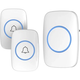 Resim Truva Ticaret Kablosuz Kapı Zili Logosuz Tasarım Uzaktan Kumandalı Led Işıklı - 2 Buton 1 Zil (Beyaz) 