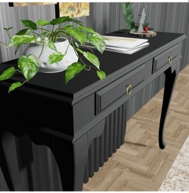 Resim Roys Ahşap 130 Cm Siyah Çekmeceli Petek Üstü Yüksek Dresuar Siyah 