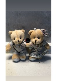 Resim Sevimli Elbiseli Tulumlu Ayıcık Peluş Oyuncak Anahtarlık Uyku Arkadaşı Hediyelik 12 Cm Sevgiliye Eşe Yeşil 