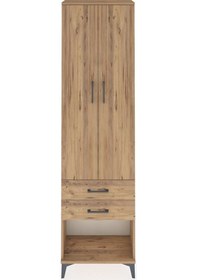 Resim Arges Dolap 2 Raflı 2 Çekmeceli Tek Askılı 60x30x221 Çam-çam Çam 