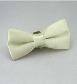 Resim Krem Çocuk Boy Düz Renk Saten Papyon - Cp-06 