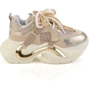 Resim Bambi Bej Hakiki Deri Kadın Sneaker K01480005303 