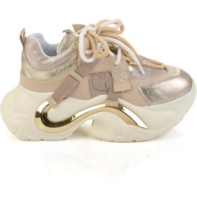 Resim Bambi Bej Hakiki Deri Kadın Sneaker K01480005303 