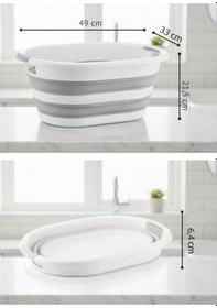 Resim 18 Litre Katlanır Silikon Çamaşır Sepeti Akordiyon Tasarım, Pratik Ve Yer Tasarruflu Beyaz Gri 