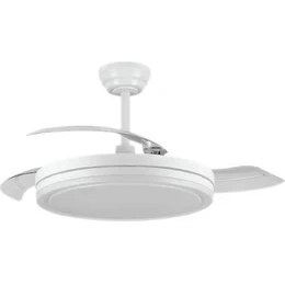 Resim KCF307 Gizli Kanat Ledli Ses ve Kumanda Kontrollü Tavan Vantilatörü Beyaz 