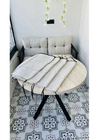 Resim Bahçe Balkon Takımı Minder Kılıf Takımı 4 Adet Krem 
