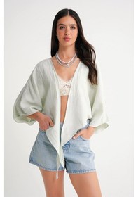 Resim Mixray 4723 Kadın Önü Bağlamalı Bolero Bluz Adaçayı 