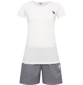 Resim U.s. Polo Assn. Kadın 207 Ekru Şort Takım Gri Melanj 