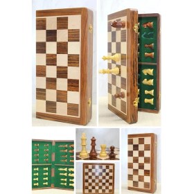 Resim MCM Group Mıknatıs Taşlı Ahşap Katlanabilir Kutulu Satranç Oyunu 40 cm G225 ( Lisinya ) 
