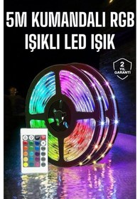 Resim 5 Metre Şerit Led Rgb Işıklı Kumandalı Güç Adaptörü Her Ortama Uygun Çok Renkli 