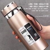 Resim 1000ml 316 Paslanmaz Çelik Taşınabilir İzole Bardak, Büyük Kapasiteli Çay Bardağı Su Şişesi, Açık Hava Kampı ve Seyahat İçin 