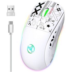 Resim Hxsj T90 Rgb Işık Üç Modlu Kablosuz Oyun Faresi Beyaz Diğer 